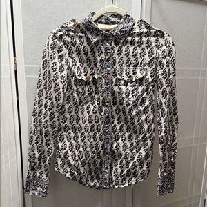 Tory Burch Floral Patterned Shirt in Blue and Brown